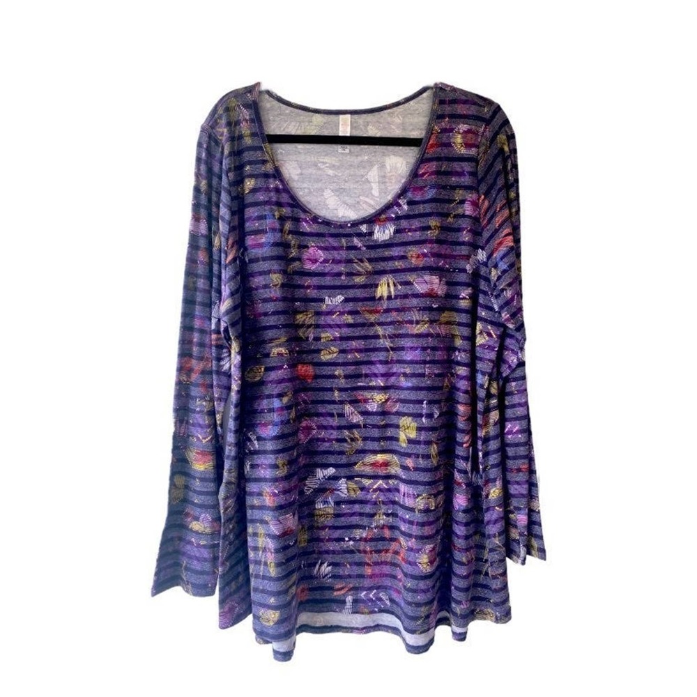 3XL double print Stripe Floral Lynnae